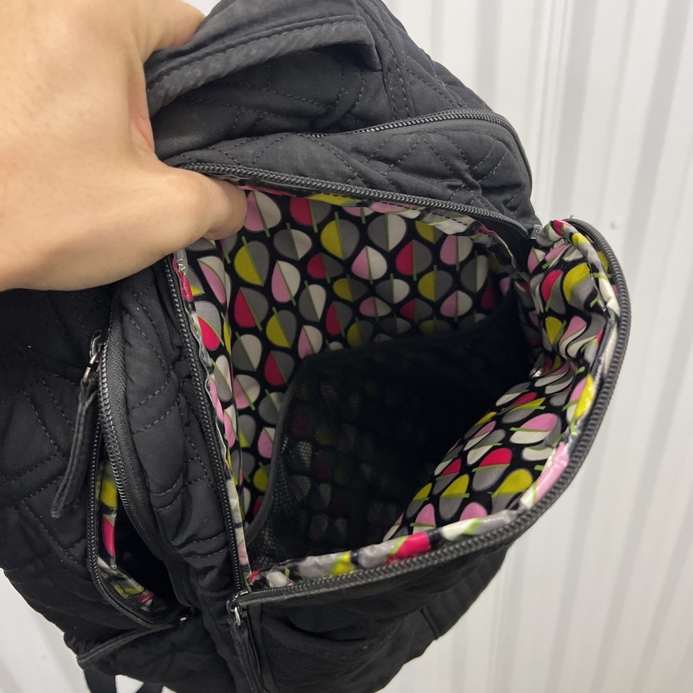 Vera Bradley Women's Backpack Black Cotton Quilted Adjustable Strap Bag - Picture 6 of 11